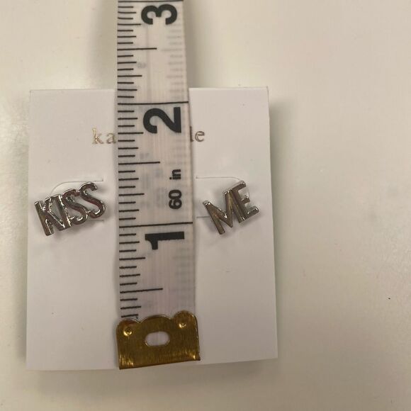 Kate Spade Silver “Kiss Me” Studs - Picture 3 of 4